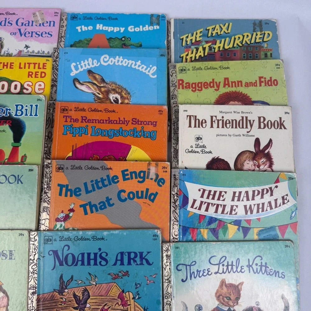 Vintage Little Golden Book Lot of 20 Mother Goose Three little Kittens 60s-70s